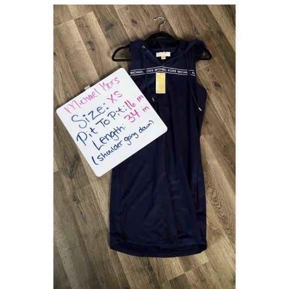 MICHAEL KORS Navy Logo Hooded Dress - Picture 8 of 8